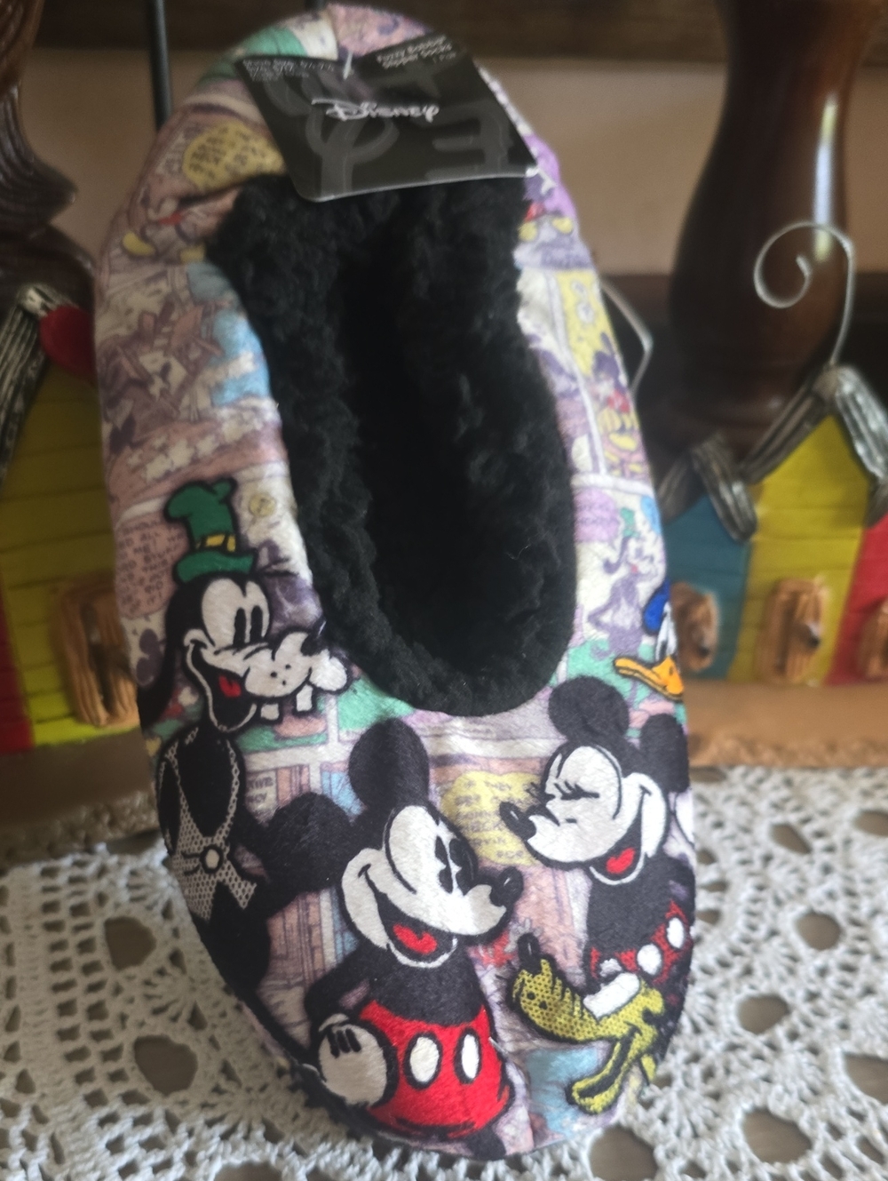 Disney Mickey & Friends Multicolor Fleece-Lined Small Pet Slipper